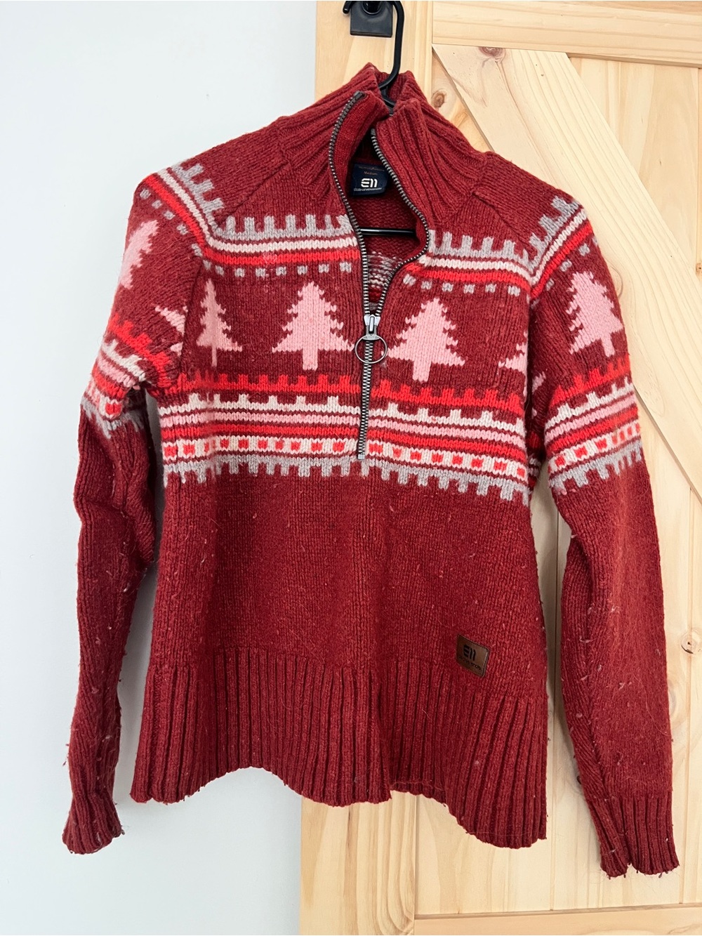Elevenate 8848 Altitude Women M Nordic Fair Isle Ski Sweater Quarter Zip